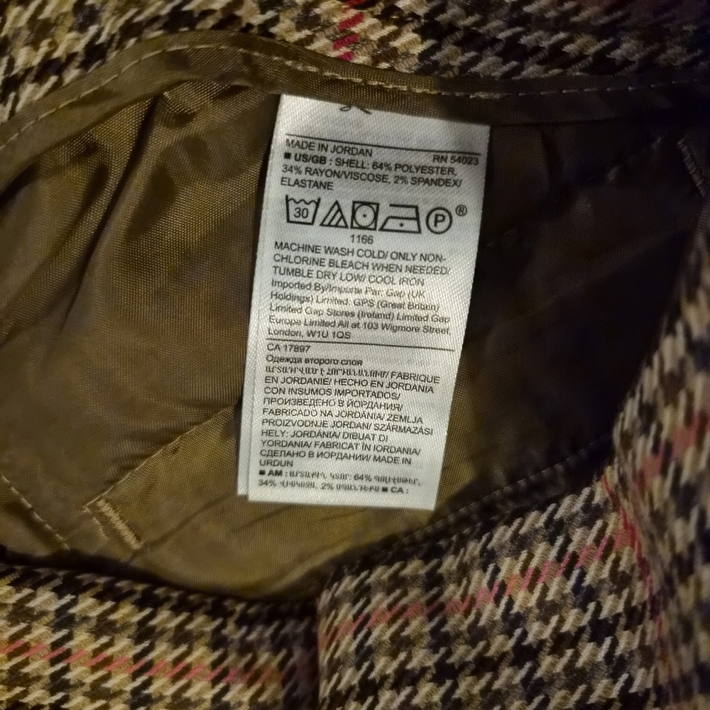 Retro Banana Republic High-Rise Flare Pants | 00P Petites | Pink & Brown Plaid - Picture 5 of 9